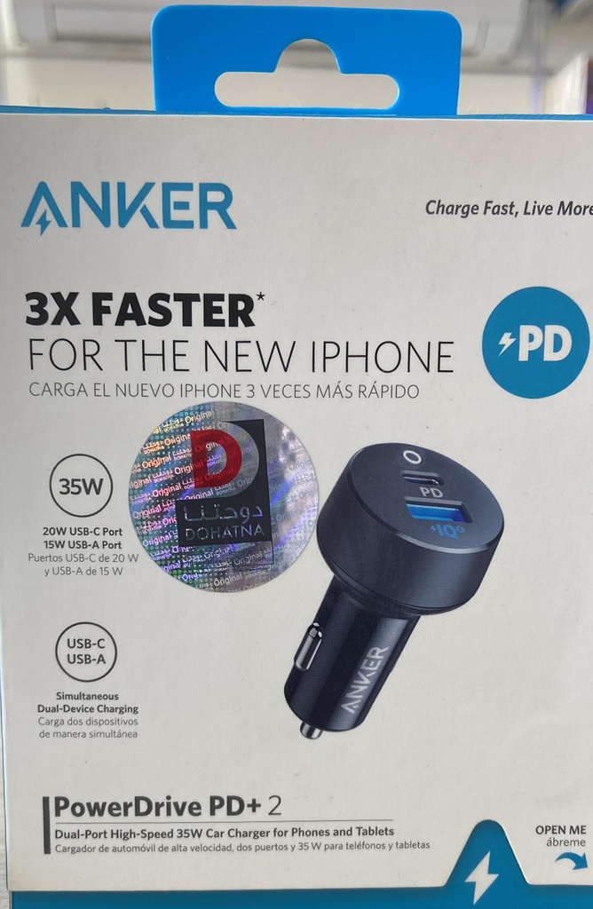 ANKER 3X FASTER Car Charger 35W-2Port USB-C/A