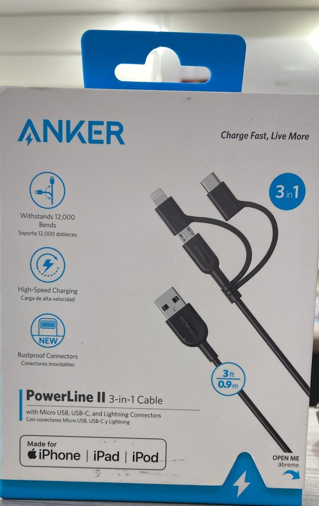 ANKER PowerLine II 3-in-1 Cable